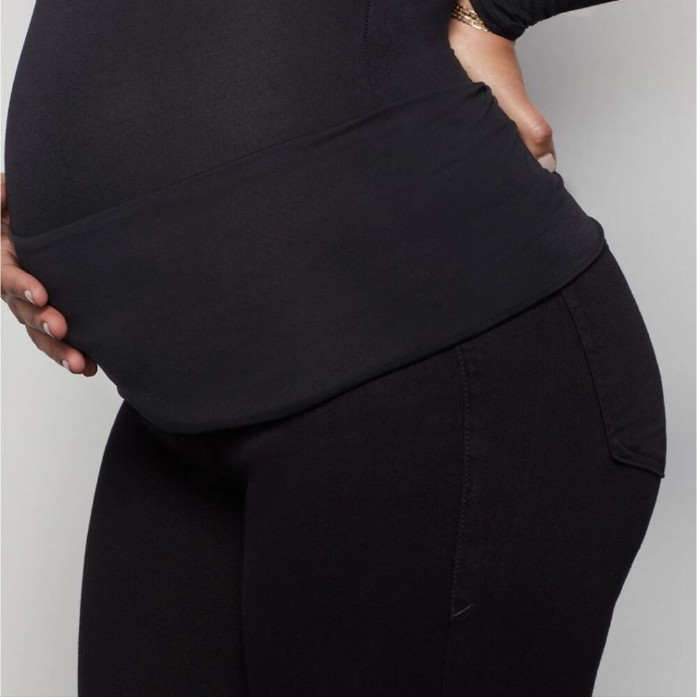 NWT Good American Home Stretch Maternity Skinny Jeans 00 24 Black Full Panel - Picture 3 of 9